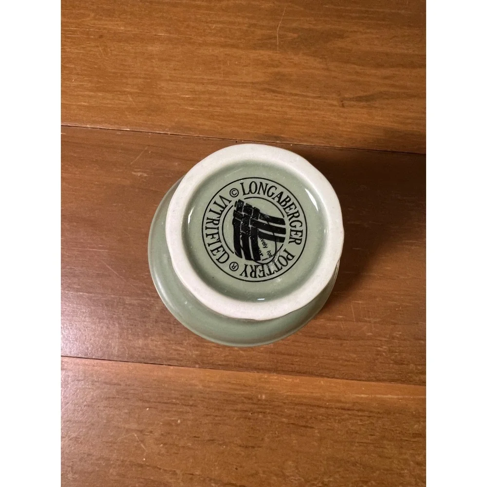 Longaberger Woven Traditions Sage Green Pottery Ice Cream Cone Cup Vitrified